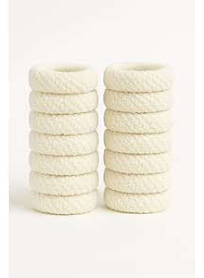 12 Pcs Soft Pony Holders, Elastics Hair Bands for Thick or Curly Hair for Women and Girls, Fancy Hair Ties – White - Image 1