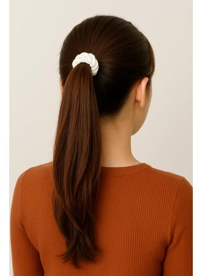 12 Pcs Soft Pony Holders, Elastics Hair Bands for Thick or Curly Hair for Women and Girls, Fancy Hair Ties – White - Image 4