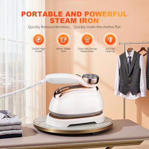 TEKI Travel Steamer for Clothes 1200W Handheld Fabric Steamer for Clothes 6 Modes with LCD Display Powerful Wrinkle Remover for Home Travel 160ml Water Tank 10S Fast HeatUp White 1 Piece - Image 3