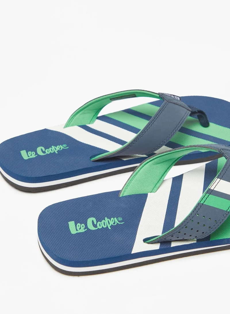 لي كوبر Men's Striped Slip-On Thong Slippers