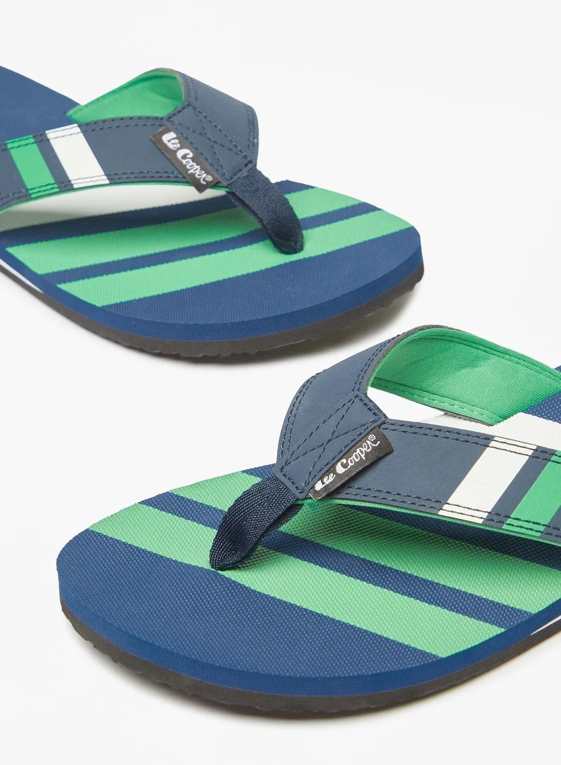 لي كوبر Men's Striped Slip-On Thong Slippers