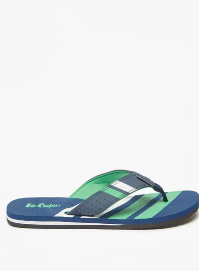 لي كوبر Men's Striped Slip-On Thong Slippers