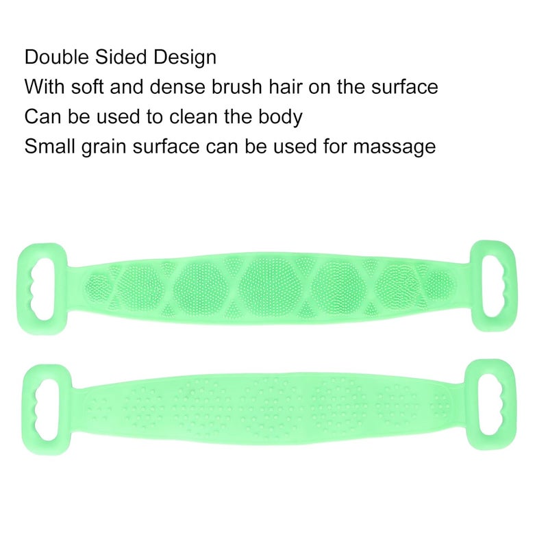 كلاراكو فرشاة جسم سيليكون مزدوجة الجوانب، فرشاة ظهر محمولة، حزام تنظيف وتقشير الظهر، أداة حك الظهر، أداة تنظيف الظهر، مناسبة للاستحمام (أخضر) - Image 3