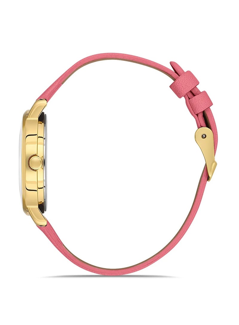 Omax Women's Pink Luxury Wrist Watch, Watches for Women, Stainless Watches, Leather Band, Gold Round Dial, Waterproof Watch, 1 Year Warranty - Image 2