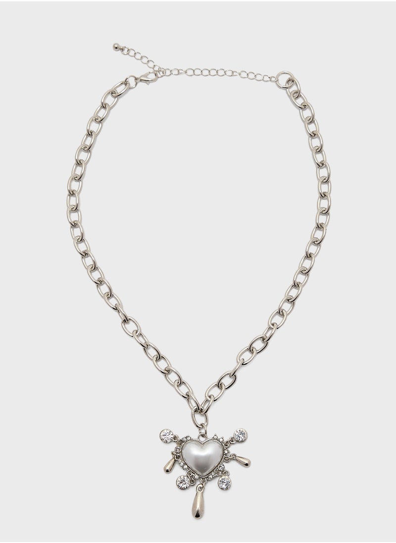 Ginger Abstract Heart Pendant Necklace & Drop Earrings Set  - Image 2