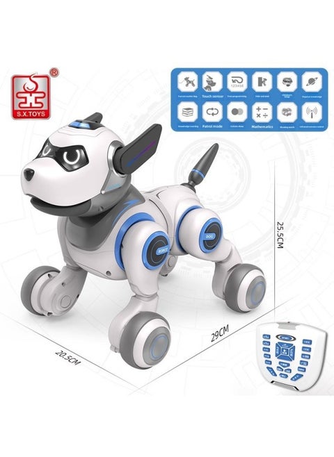 Shengxiong Remote Control Intelligent Robot Dog Children's Educational Toy Boy Electronic Bionic Robot Dog G50G51 Witten-Color:G55 Blue And White [large Style] Smart Robot Dog