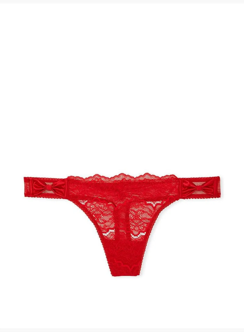 Victoria's Secret Satin Bow Lace Thong Panty