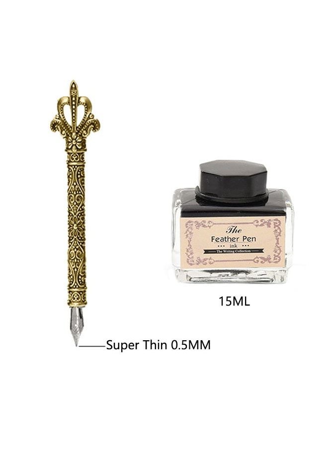 Generic - 8-Piece Harry Potter Feather Pen and Ink Set, Quill Pen Set Genericique Calligraphy Dip 0.5mm Pen with Ink, Envelope Calligraphy Pen for Handwriting Lovers Birthday Gift - Image 1