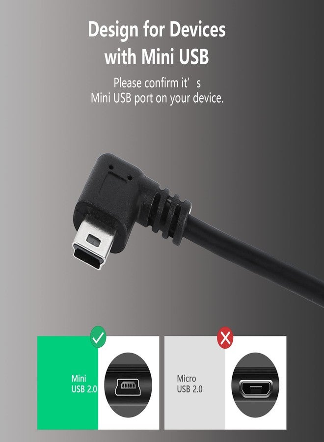 CERRXIAN Dash Cam Power Cord, 9.8FT 90 Degree Mini USB Cable, Angle Mini USB B Male to USB A 2.0 Male Data Sync and Charging Cable for Garmin Nuvi GPS,Canon,Dash Cam (3m, Black Left Angle) - Image 3