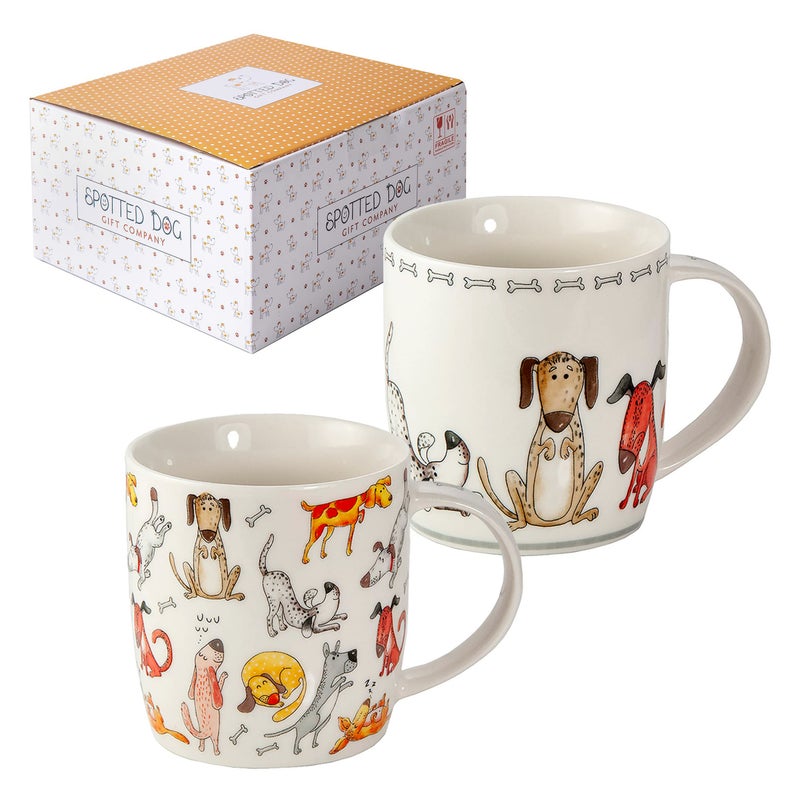 SPOTTED DOG GIFT COMPANY SPOTTED DOG GIFT COMPANY Dog Mugs for Dog Lovers Coffee Mug Set of 2 Animal Themed Ceramic Tea Cups for Hot Drinks Microwave  Dishwasher Safe Cute Kitchen Gifts for Women  12oz 