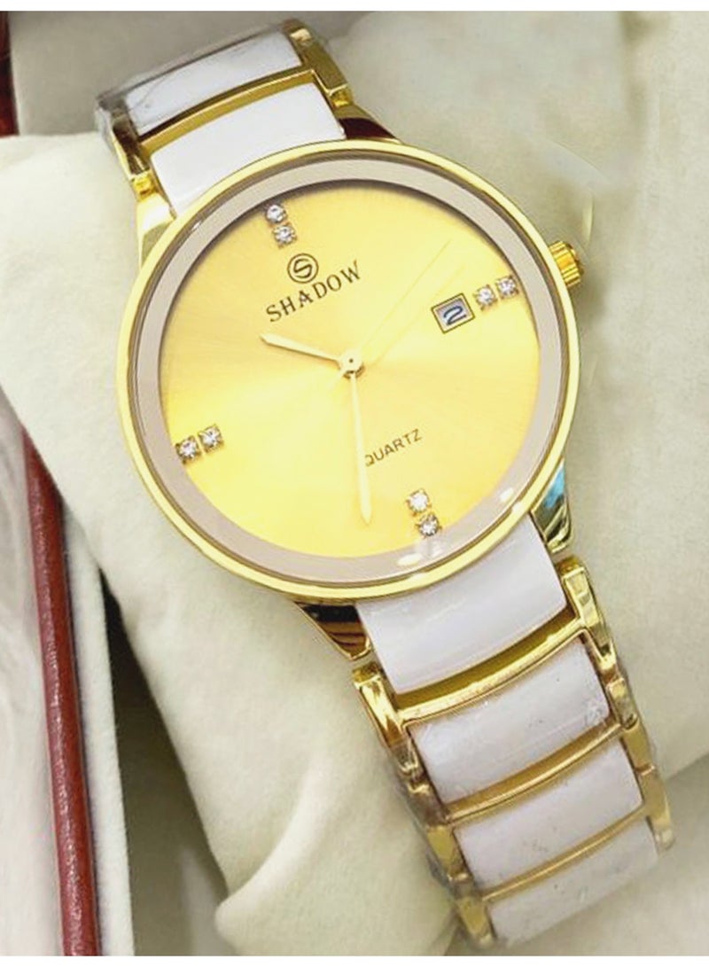 SHADOW Luxury Couple Watch Set - Premium Stainless Steel Matching His and Hers Quartz Wristwatches with Date Display & Crystal Indices - Image 4