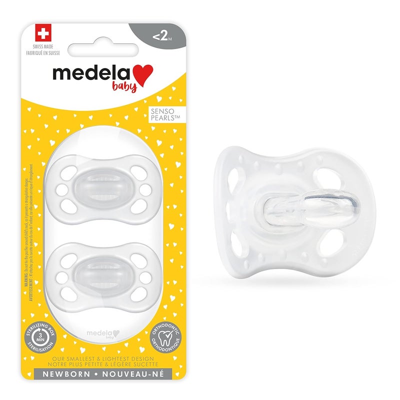 Medela لهاية ميديلا للأطفال حديثي الولادة 02 شهر 2 عبوة تشمل علبة تعقيم سيليكون وخالية من BPA تدعم الرضاعة الطبيعية واضحة - Image 1