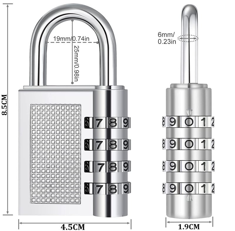 eS³kube Set of 2 pcs Combination Padlock, Number Lock for Bag, Luggage, Door Gate, Tool Box, 4-Digit Safe Pin Password Zinc Alloy Hand Bag Shape Number Combination Padlock – Silver - Image 2