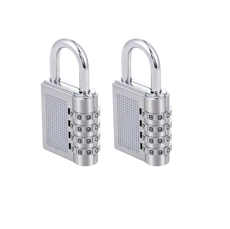 eS³kube Set of 2 pcs Combination Padlock, Number Lock for Bag, Luggage, Door Gate, Tool Box, 4-Digit Safe Pin Password Zinc Alloy Hand Bag Shape Number Combination Padlock – Silver - Image 1
