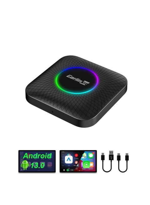 CarPlay AI Box Android 13.0 with LED Light, 4+64GB, Wireless Android Auto Adapter for Cars with Wired CarPlay