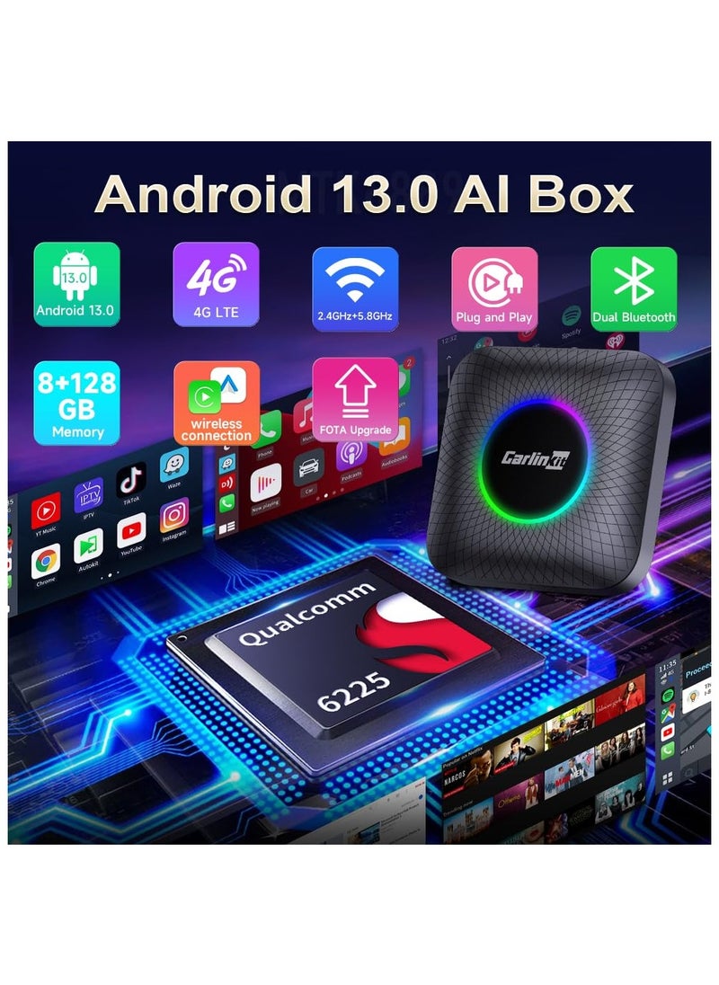 كار لينكيت CarPlay Ai Box Android 13.0 with LED Light for Car(4+64GB)  - Image 2