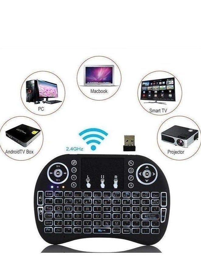 Point POINT PT-200-Mini Backlit Keyboard and Touchpad Mouse, Mini Wireless Keyboard with Touchpad and Multimedia Keys for Android TV. Smart TV HTPC PS3 Smartphone Tablet  - Image 1