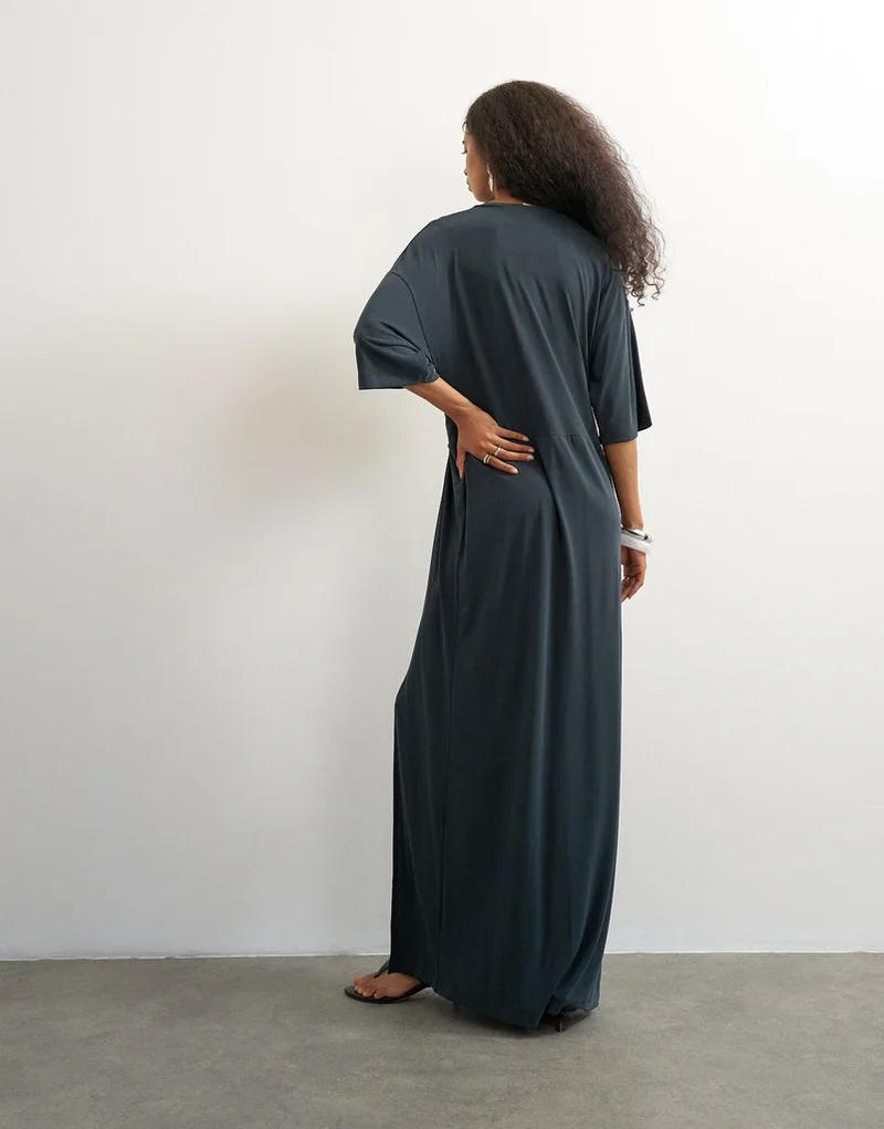 Topshop Short Sleeve Cinched Maxi Dress
