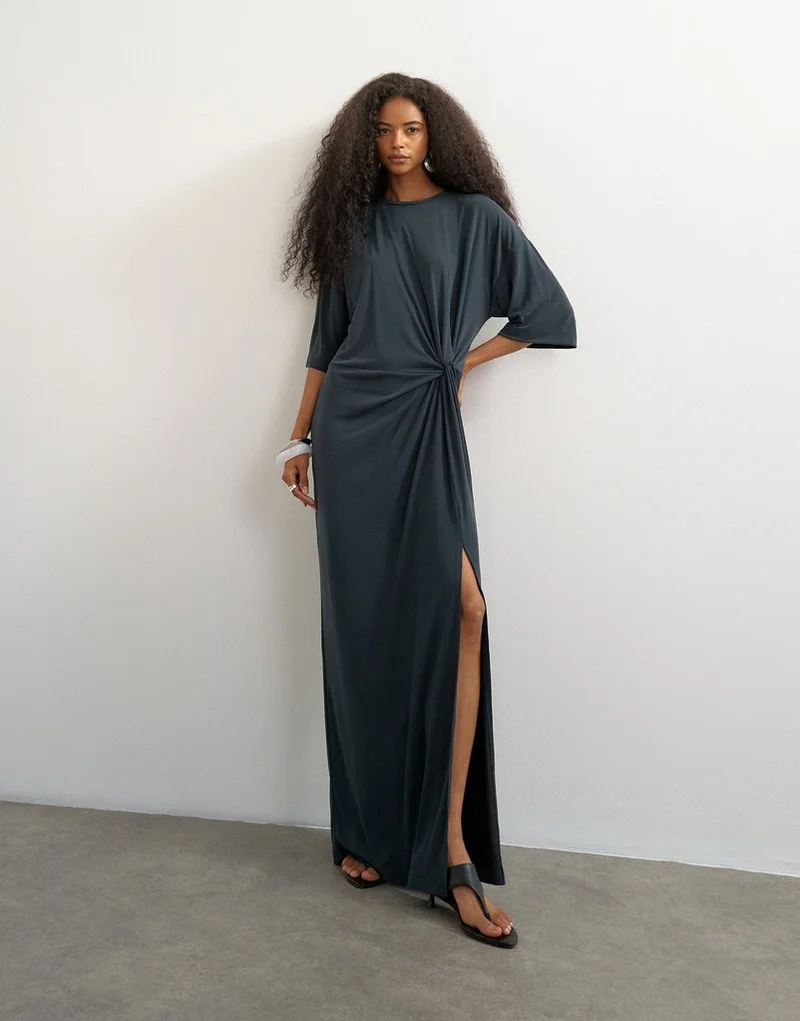 Topshop Short Sleeve Cinched Maxi Dress