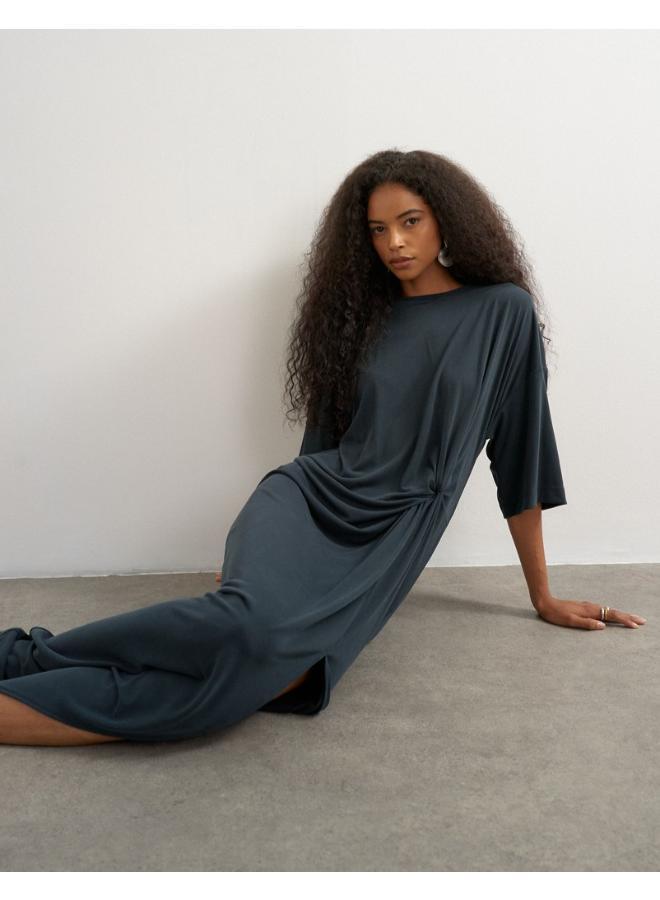 TOPSHOP Short Sleeve Cinched Maxi Dress - Image 3