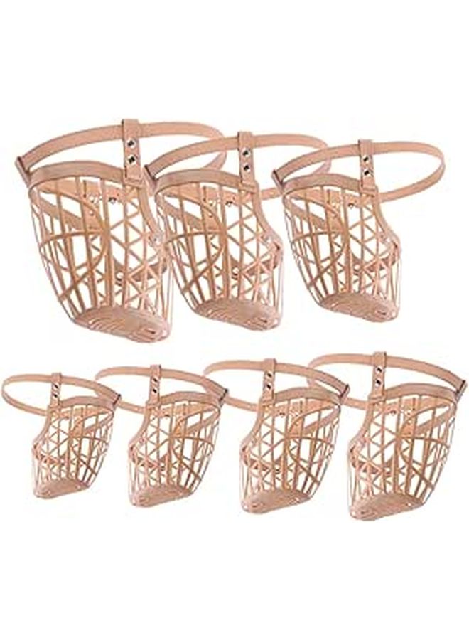 Adjustable Dog Muzzle Basket Set 7 Pcs Anti Bite Mouth Cover Training Safety Large Dogs Apricot Color - Image 1