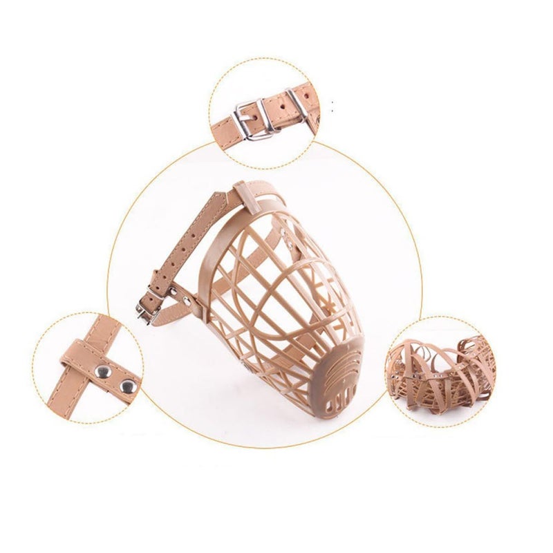 Adjustable Dog Muzzle Basket Set 7 Pcs Anti Bite Mouth Cover Training Safety Large Dogs Apricot Color - Image 3