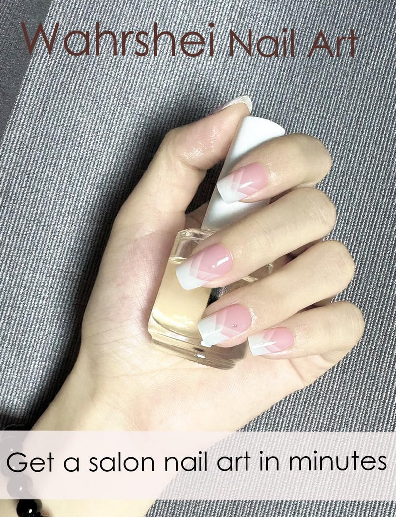 Wahrshei Semi Cured Gel Nail Strips, 20pcs French Gradient Gel Nail Stickers Work with UV, Easy to Use and Remove - Image 5