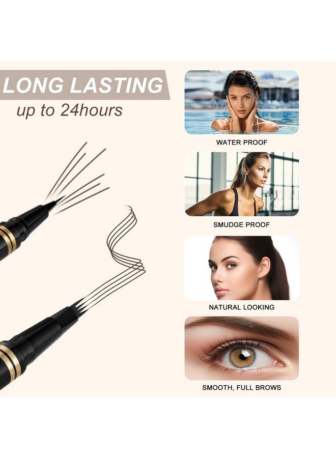 LAVONE Eyebrow Pen Makeup Kit, With 4 Tip Waterproof Microblading Eyebrow Pencil, Eyeliner, Eyebrow Pomade And Dual-Ended Eyebrow Brush, Brow Pencil Eyebrow Kit For Natural Looking - Medium Brown - Image 4