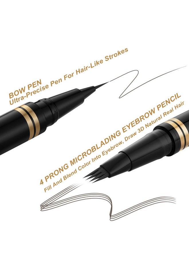 LAVONE Eyebrow Pen Makeup Kit, With 4 Tip Waterproof Microblading Eyebrow Pencil, Eyeliner, Eyebrow Pomade And Dual-Ended Eyebrow Brush, Brow Pencil Eyebrow Kit For Natural Looking - Medium Brown - Image 3