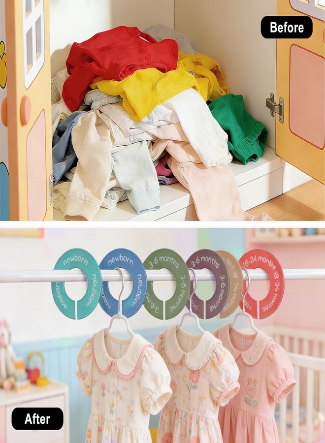 AISHN 8pcs Baby Closet Dividers, Durable Baby Clothes Organizer, Round Baby Size Closet Dividers for 0-24 Months, Easy-Sort Nursery Closet Dividers with Clear Labels - Fits Most Rods - Image 2