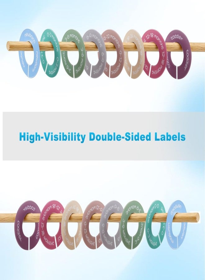 AISHN 8pcs Baby Closet Dividers, Durable Baby Clothes Organizer, Round Baby Size Closet Dividers for 0-24 Months, Easy-Sort Nursery Closet Dividers with Clear Labels - Fits Most Rods - Image 3