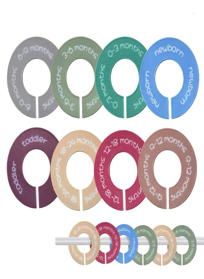 AISHN 8pcs Baby Closet Dividers, Durable Baby Clothes Organizer, Round Baby Size Closet Dividers for 0-24 Months, Easy-Sort Nursery Closet Dividers with Clear Labels - Fits Most Rods - Image 1
