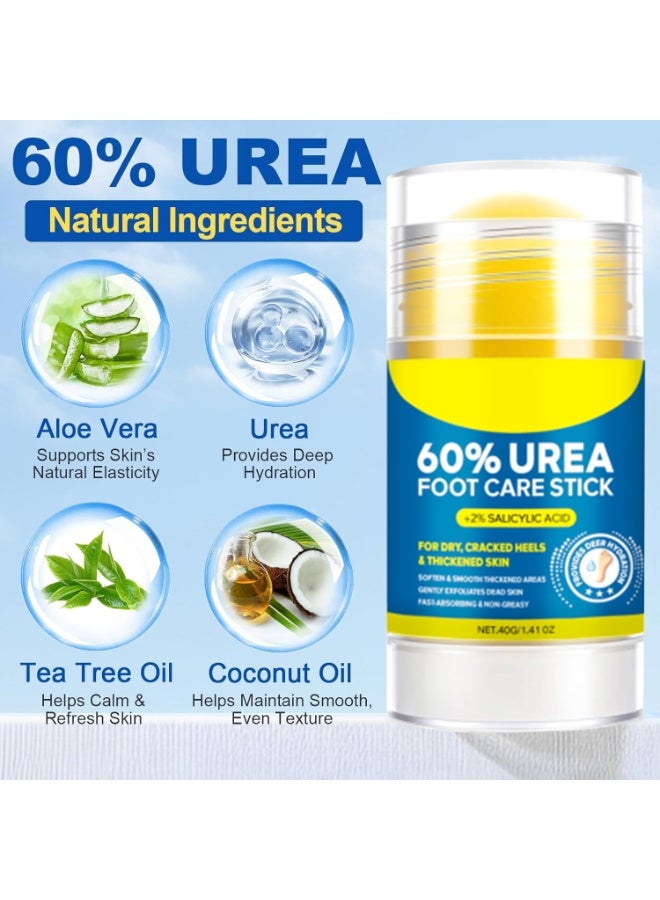 2PCS Urea Cream 60 Percent for Feet with 2% Salicylic Acid 2 Pack, Urea Foot Cream for Cracked Heels and Dry Skin, Deep Moisturizing, Callus Remover and Soften, Cracked Heel Repair Cream, Foot Moisturiser - Image 5