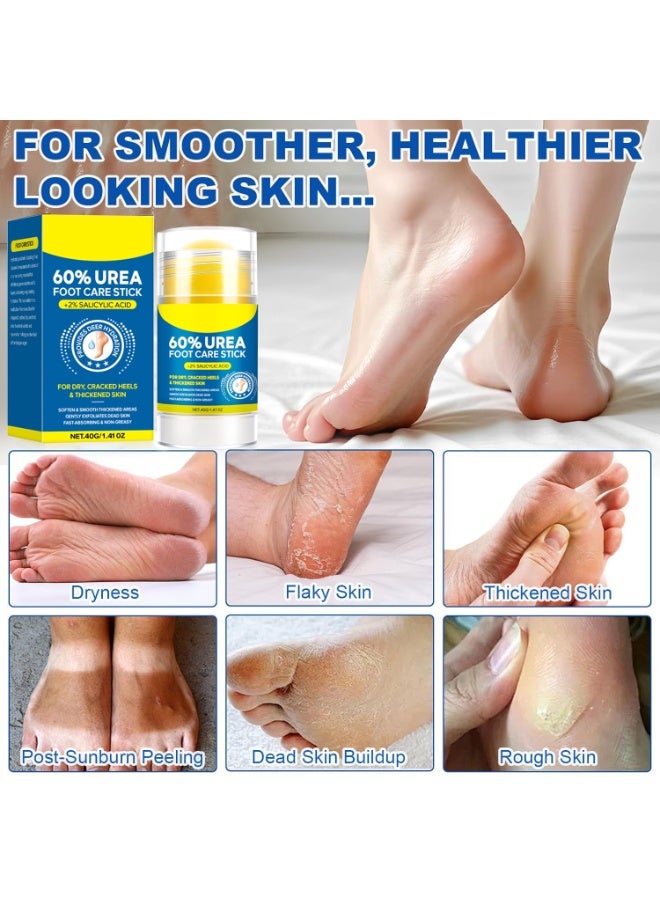 2PCS Urea Cream 60 Percent for Feet with 2% Salicylic Acid 2 Pack, Urea Foot Cream for Cracked Heels and Dry Skin, Deep Moisturizing, Callus Remover and Soften, Cracked Heel Repair Cream, Foot Moisturiser - Image 2