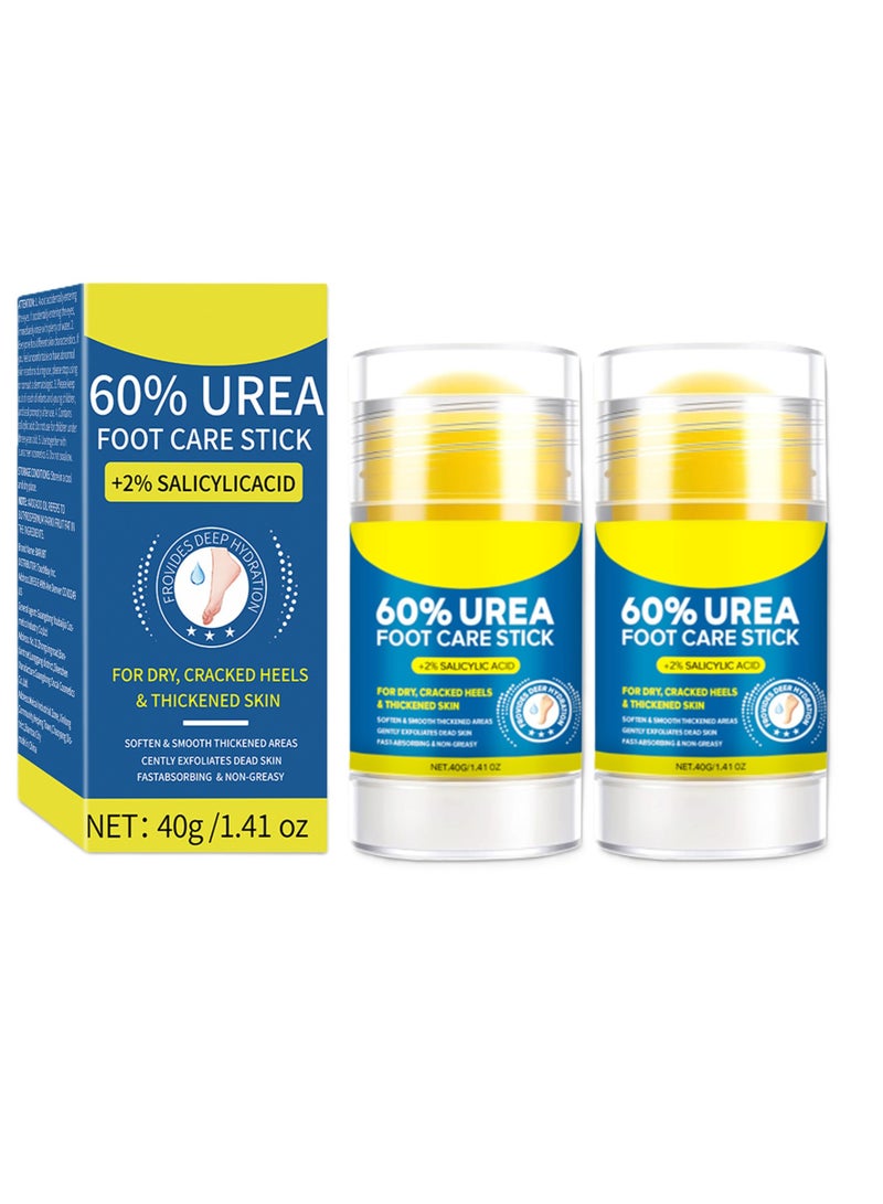 2PCS Urea Cream 60 Percent for Feet with 2% Salicylic Acid 2 Pack, Urea Foot Cream for Cracked Heels and Dry Skin, Deep Moisturizing, Callus Remover and Soften, Cracked Heel Repair Cream, Foot Moisturiser - Image 1