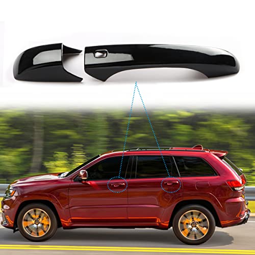 DLOVEG Car Exterior Door Handle Cover Compatible for Grand Cherokee 2011-2021 Accessories 2011-2022 Durango Black Door Handle Protector with Smart Key Holes - Image 5