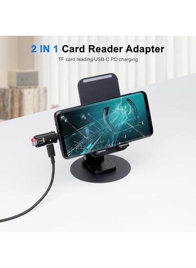 إيروريكس قارئ بطاقة TF وقارئ بطاقة Micro Sd وType C 15W PD شحن محول قارئ بطاقة ذاكرة TF من النوع C متوافق مع أجهزة الكمبيوتر المحمولة Macbook Samsung Galaxy باللون الأسود - Image 3