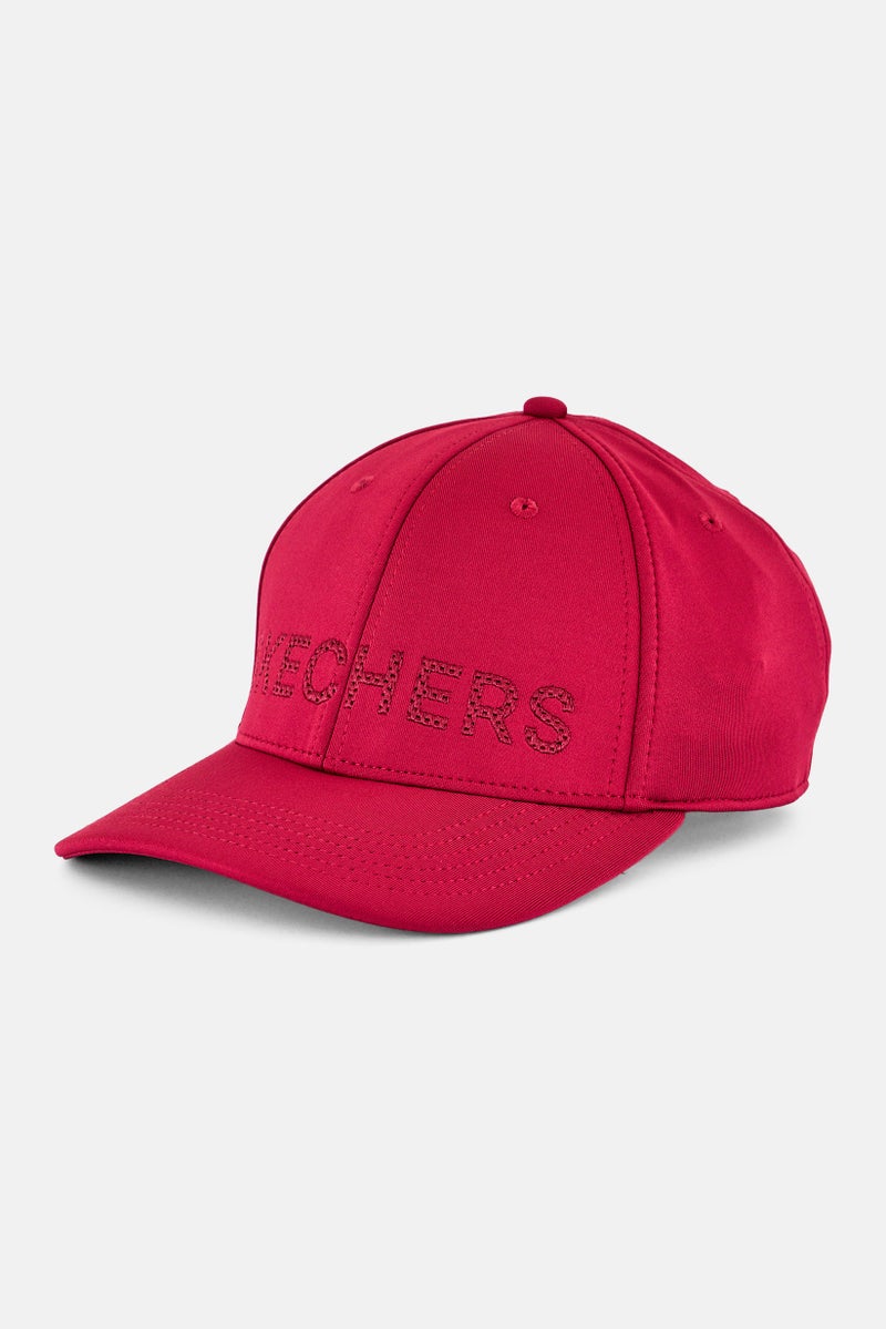 SKECHERS Women Brand Logo Adjustable Cap, Dark Pink - Image 1