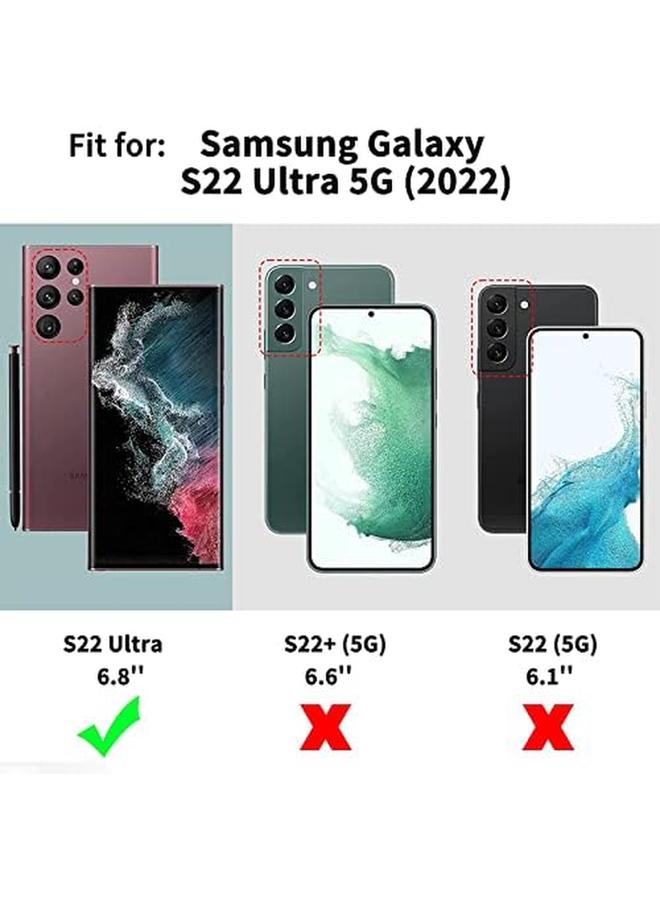 إيروريكس مجموعة من 3 قطع من واقيات الشاشة الزجاجية المقواة بالإضافة إلى قطعتين من واقيات عدسة الكاميرا وغطاء شفاف للهاتف لهاتف Galaxy S22 Ultra باللون الأسود - Image 2