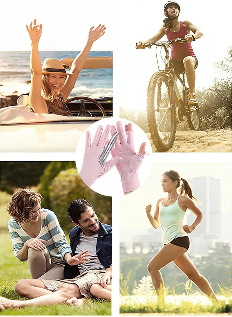قفازات نسائية للحماية من الشمس - UPF 50+ حماية من الأشعة فوق البنفسجية، تجف بسرعة، مقاومة للانزلاق، قفازات للقيادة وركوب الدراجات. - Image 3