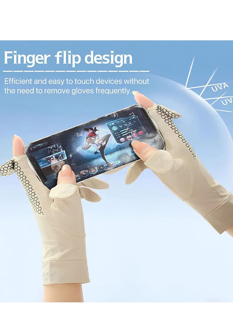 قفازات نسائية للحماية من الشمس - UPF 50+ حماية من الأشعة فوق البنفسجية، تجف بسرعة، مقاومة للانزلاق، قفازات للقيادة وركوب الدراجات. - Image 4