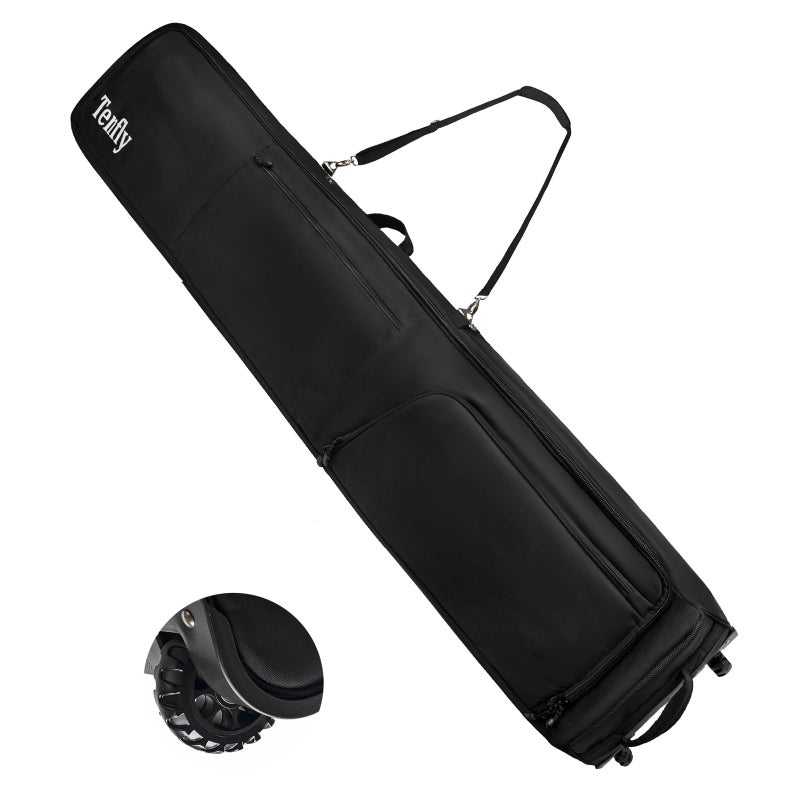 TENFLY Wheeled Ski Bag for Air Travel, 900D Waterproof Padded Ski Bag with Wheels, Adjustable 156-200cm, Foldable, Fits 2 Skis Boots Helmet Gear - Image 1