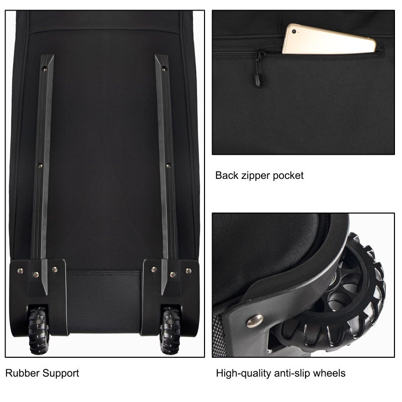 TENFLY Wheeled Ski Bag for Air Travel, 900D Waterproof Padded Ski Bag with Wheels, Adjustable 156-200cm, Foldable, Fits 2 Skis Boots Helmet Gear - Image 4