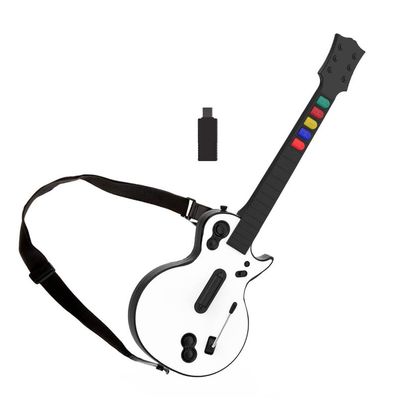 NBCP NBCP Wireless Guitar Controller for PC/PS3 - White, 16-Button, RF, Multiuse, Guitar Hero & Rock Band Compatible [video game] - Image 1