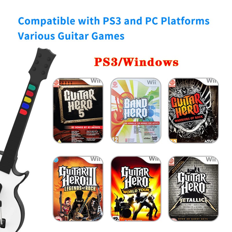 NBCP NBCP Wireless Guitar Controller for PC/PS3 - White, 16-Button, RF, Multiuse, Guitar Hero & Rock Band Compatible [video game] - Image 2