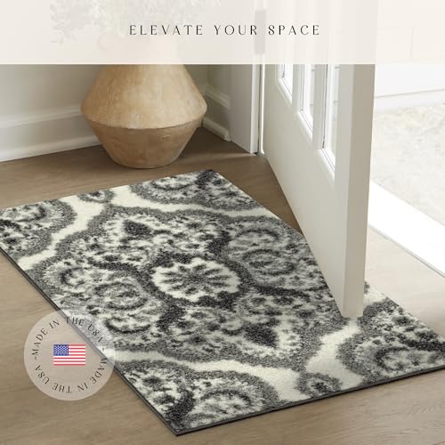Maples Rugs Vivian Medallion Kitchen Rugs Non Skid Accent Area Carpet [Made in USA], 1'8 x 2'10, Grey - Image 2