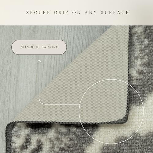 Maples Rugs Vivian Medallion Kitchen Rugs Non Skid Accent Area Carpet [Made in USA], 1'8 x 2'10, Grey - Image 5