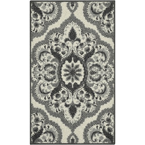 Maples Rugs Vivian Medallion Kitchen Rugs Non Skid Accent Area Carpet [Made in USA], 1'8 x 2'10, Grey - Image 1