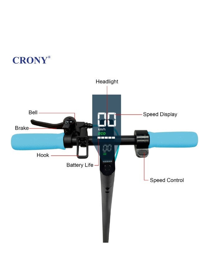 Crony M365 App E-Scooter For Kids/Teen, Max Speed 45km/H,25 km Range High-Speed Urban Commuter , 36v Battery Electric Scooter For Adults, Rear Disc Brake, App-Controlled Smart Scooter With Led Headlights, Portable Lightweight Aluminum Frame, 250w Brushless Motor, Off-Road Capable, Bluetooth Connectivity, Heavy Duty, Travel-Ready Design,Blue - Image 5