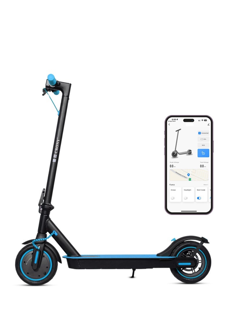 Crony M365 App E-Scooter For Kids/Teen, Max Speed 45km/H,25 km Range High-Speed Urban Commuter , 36v Battery Electric Scooter For Adults, Rear Disc Brake, App-Controlled Smart Scooter With Led Headlights, Portable Lightweight Aluminum Frame, 250w Brushless Motor, Off-Road Capable, Bluetooth Connectivity, Heavy Duty, Travel-Ready Design,Blue - Image 1